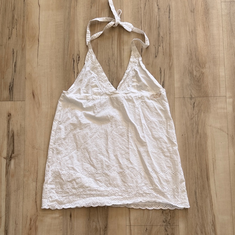 O'Neill White Lace Halter Tank Top
